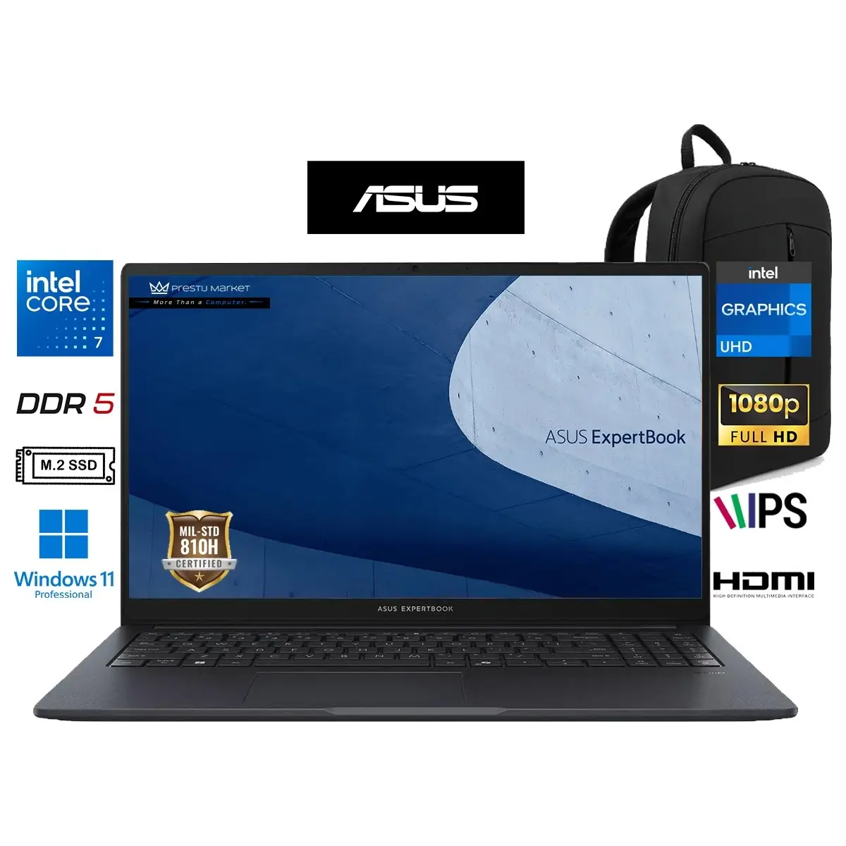expertbook B1503CVA Intel Core 7-150U 32GB Ram 2tb SSD 15.6" Fhd W11 Pro Taşınabilir Bilgsayar Prestij Çanta