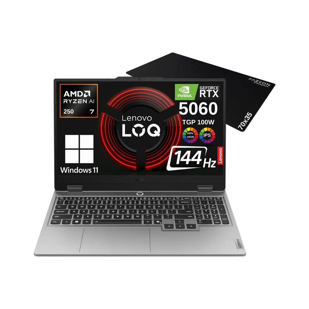 Loq 15AHP10WZ229 Aı Amd Ryzen7 250 20GB 1tb RTX5060 (100WATT) Fhd 15.6 IPS 144Hz Windows 11 Home Gaming Taşınabilir Bilgisayar - Fazeon Mouse Pad