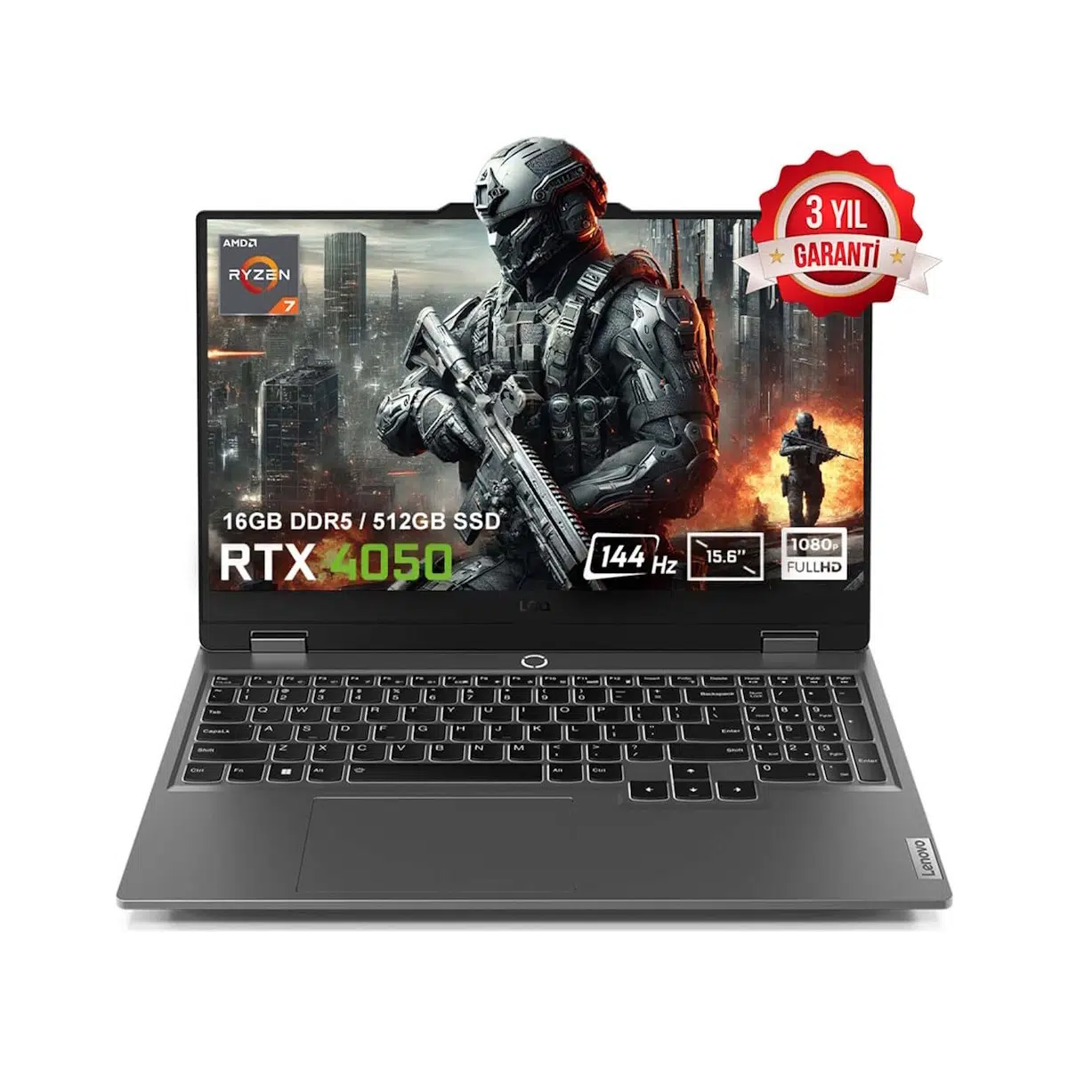 LOQ 15ARP9 83JC00FHTRv4 AMD Ryzen 7-7435HS 16GB DDR5 512GB SSD RTX4050 6GB 15.6 inç 144Hz Full HD FreeDos Gaming Laptop