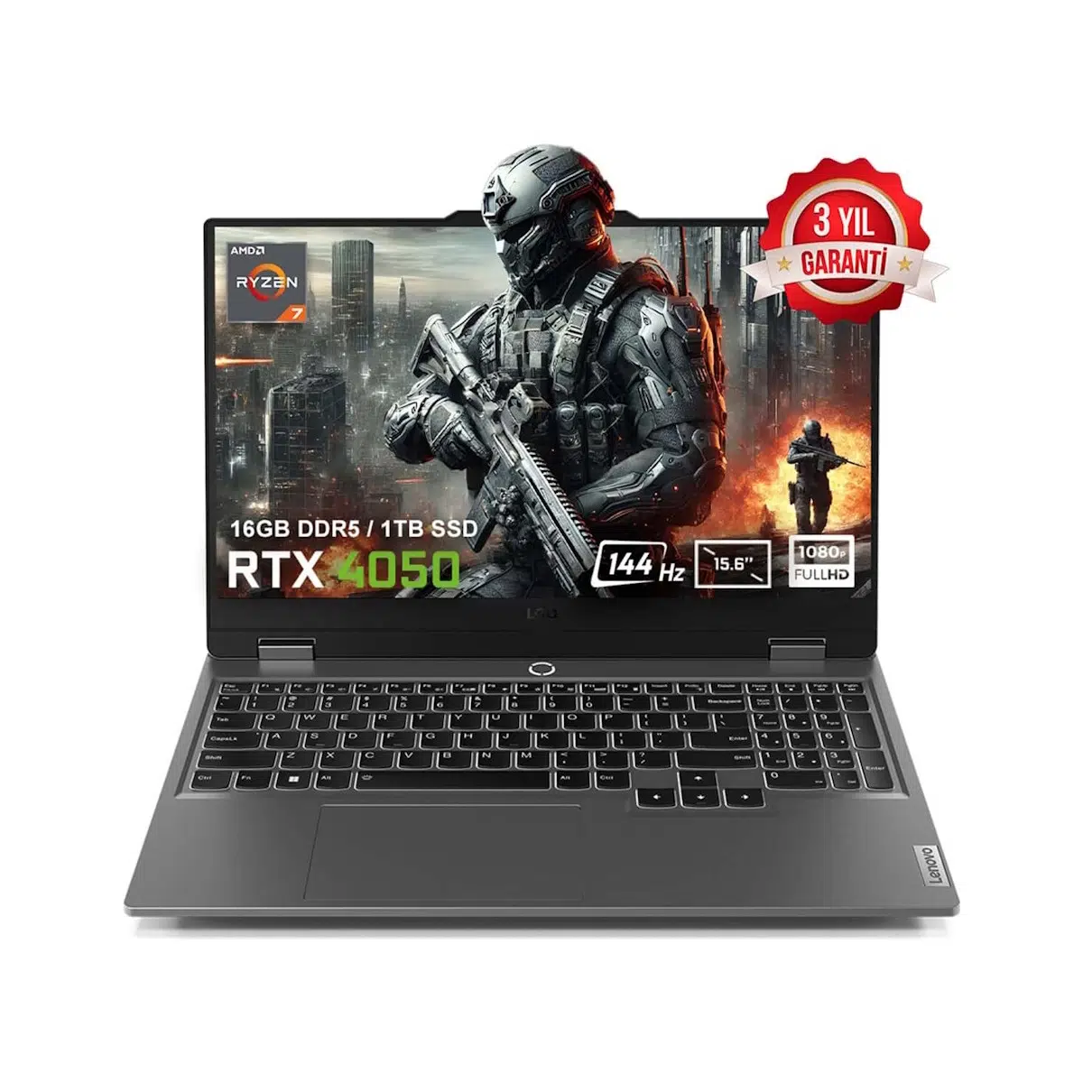 LOQ 15ARP9 83JC00FHTRv5 AMD Ryzen 7-7435HS 16GB DDR5 1TB SSD RTX4050 6GB 15.6 inç 144Hz Full HD FreeDos Gaming Laptop
