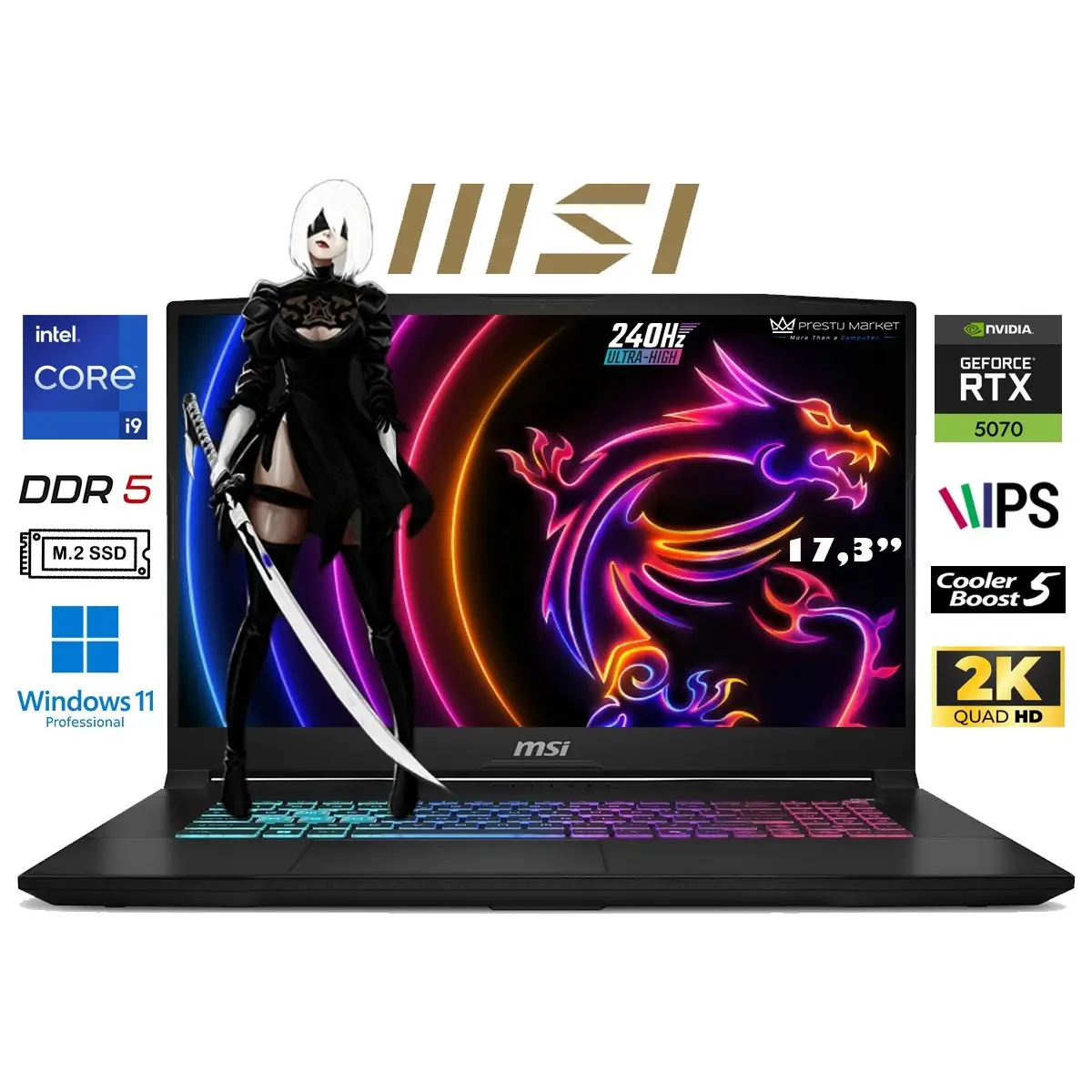Msı katana 17 Hx B14WGK-048XTR Intel Core I9 14900HX 32GB 2tb SSD RTX5070 W11 Pro 17.3" Qhd 240Hz Taşınabilir Bilgisayar Prestij