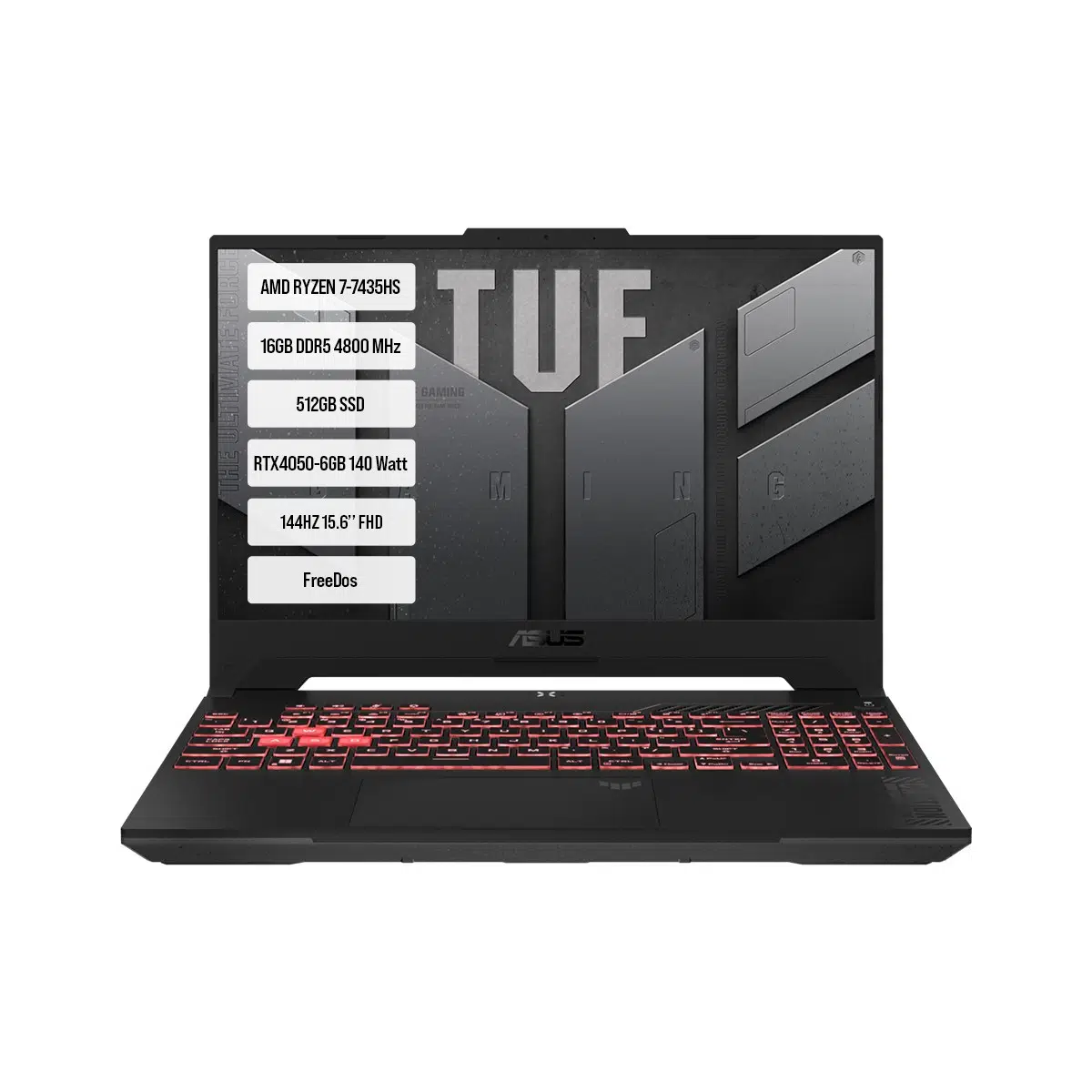 TUF Gaming A15 FA507NUR-LP075-Gaming AMD Ryzen 7-7435HS 16GB DDR5 512GB SSD RTX 4050 6GB 15.6 inç 144Hz Full HD Freedos Gaming Taşınabilir Bilgisayar