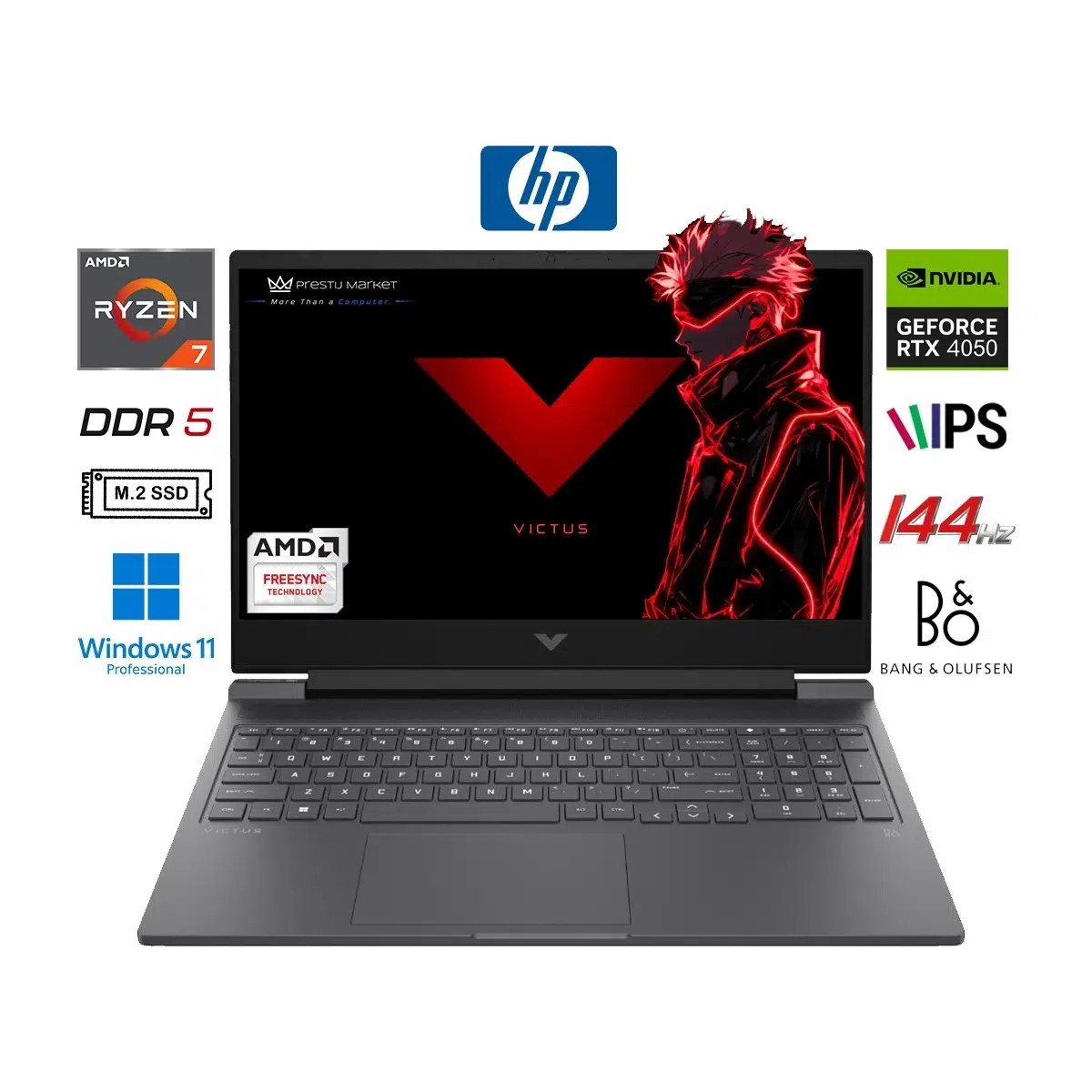 victus 15-FB3038NT BX9U9EA 6gb RTX4050 Amd Ryzen 7 7445H 32GB Ram 1tb SSD 15.6 Inç Fhd 144Hz W11 Pro Taşınabilir Bilgisayar Prestij