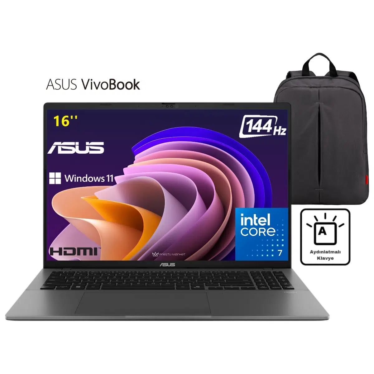 Vivobook S16 S3607VA-RP176W P2 Intel Core 7 240H 16GB Ram 512GB SSD Windows 11 Home 16" 144Hz Wuxga Çanta Hediyeli