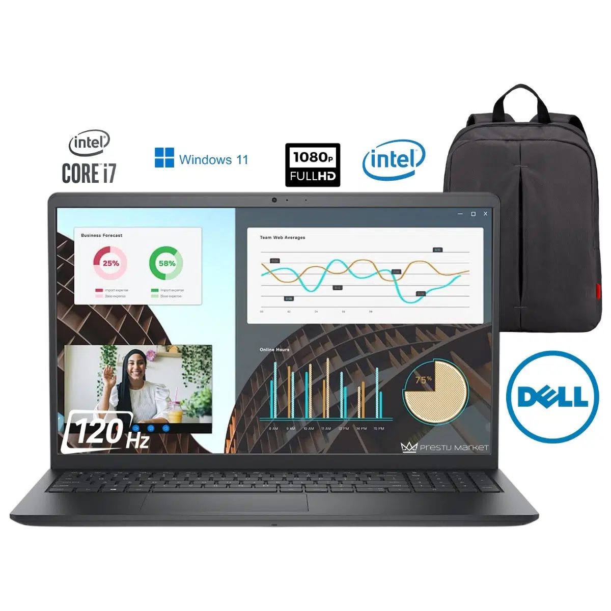 Vostro 3530 P5 Intel Core I7-1355U 8gb 1tb SSD 15.6" Fhd 120Hz Windows 11 Pro Taşınabilir Bilgisayar (Çanta Hediyeli)